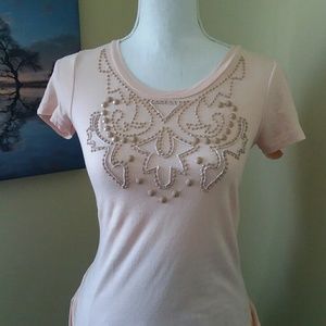 J. CREW beaded neck dusty pink top